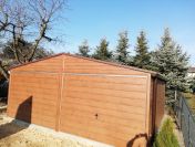 Garaż stalowy drewnopodobny 6x5,8m dwie bramy uchylne