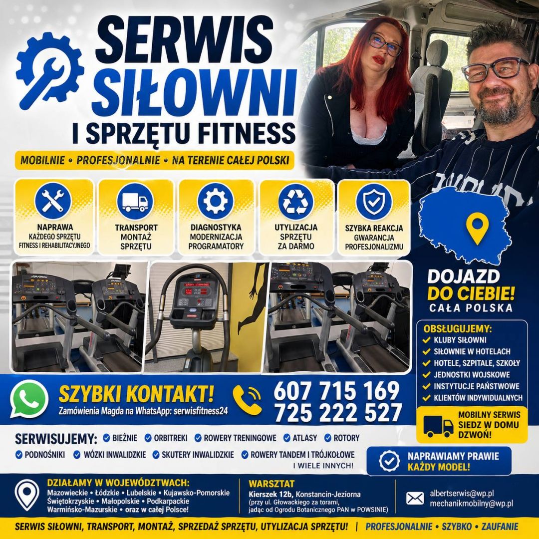 Serwis siłowni Polska Warszawa Polska Łódź Lublin Kielce Olsztyn Konstancin-Jeziorna - Zdjęcie 1