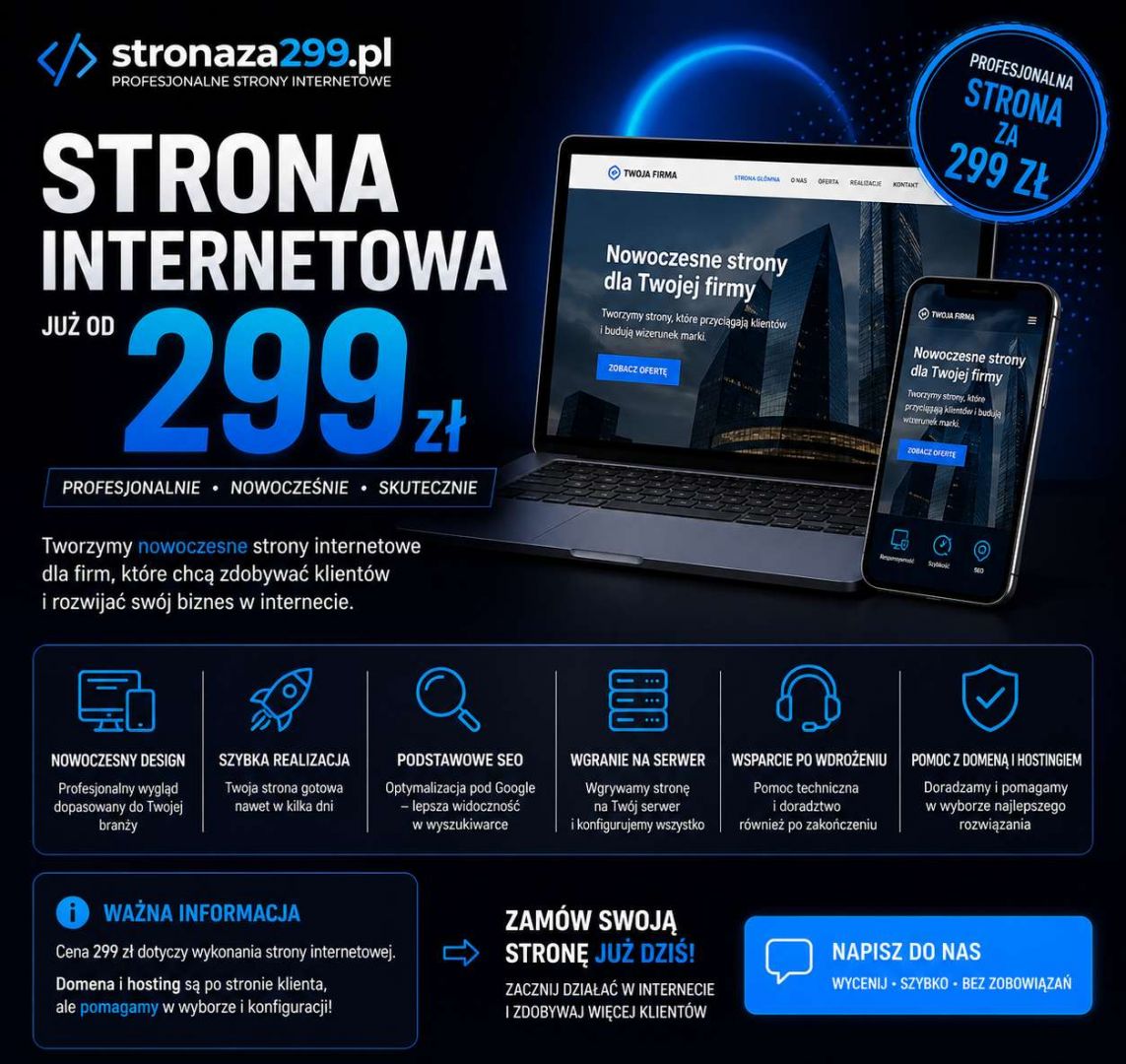 Strona WWW za 299 zł dla każdej firmy | Faktura cała Polska - Zdjęcie 1
