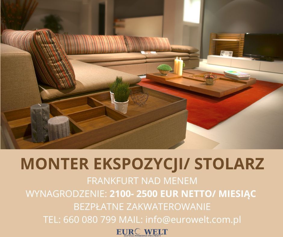 Monter Ekspozycji Meblowych/Stolarz/Bezpłatne Zakwaterowanie 42-700 Lubliniec - Zdjęcie 1