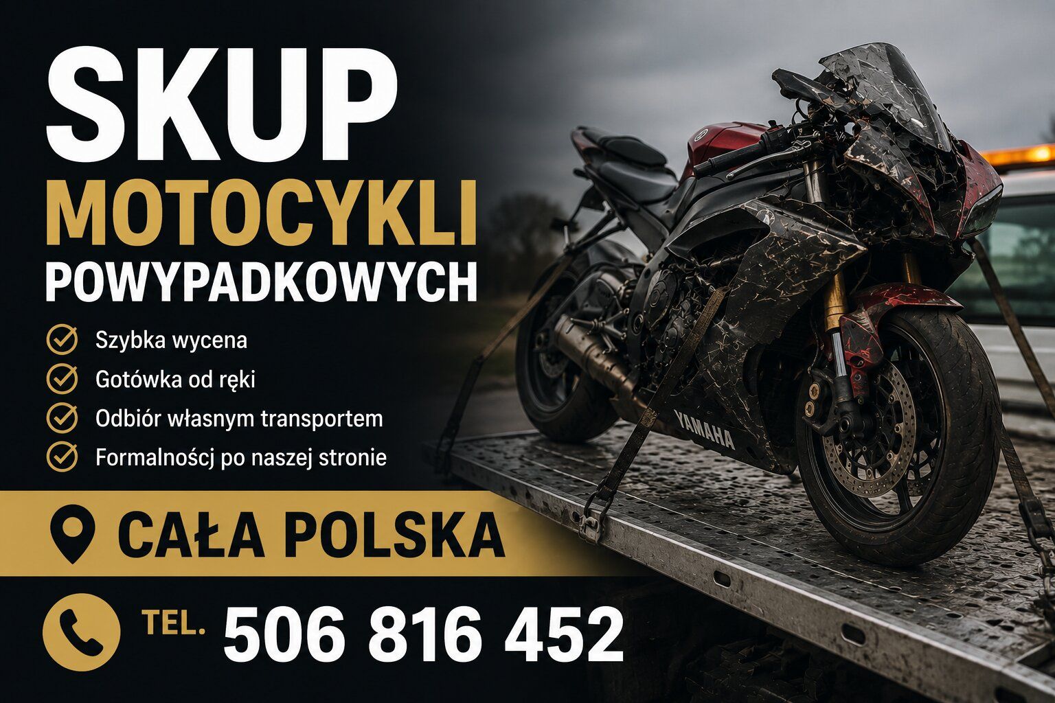 SKUP MOTOCYKLI POWYPADKOWYCH USZKODZONYCH ROZBITYCH LUB DO ZŁOMOWANIA Opole - Zdjęcie 1