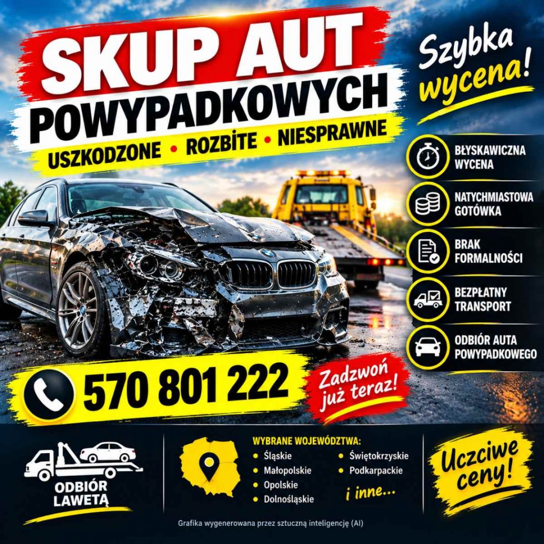 Skup aut powypadkowych - uszkodzone, rozbite, niesprawne/ SZYBKA WYCENA  - Zdjęcie 1